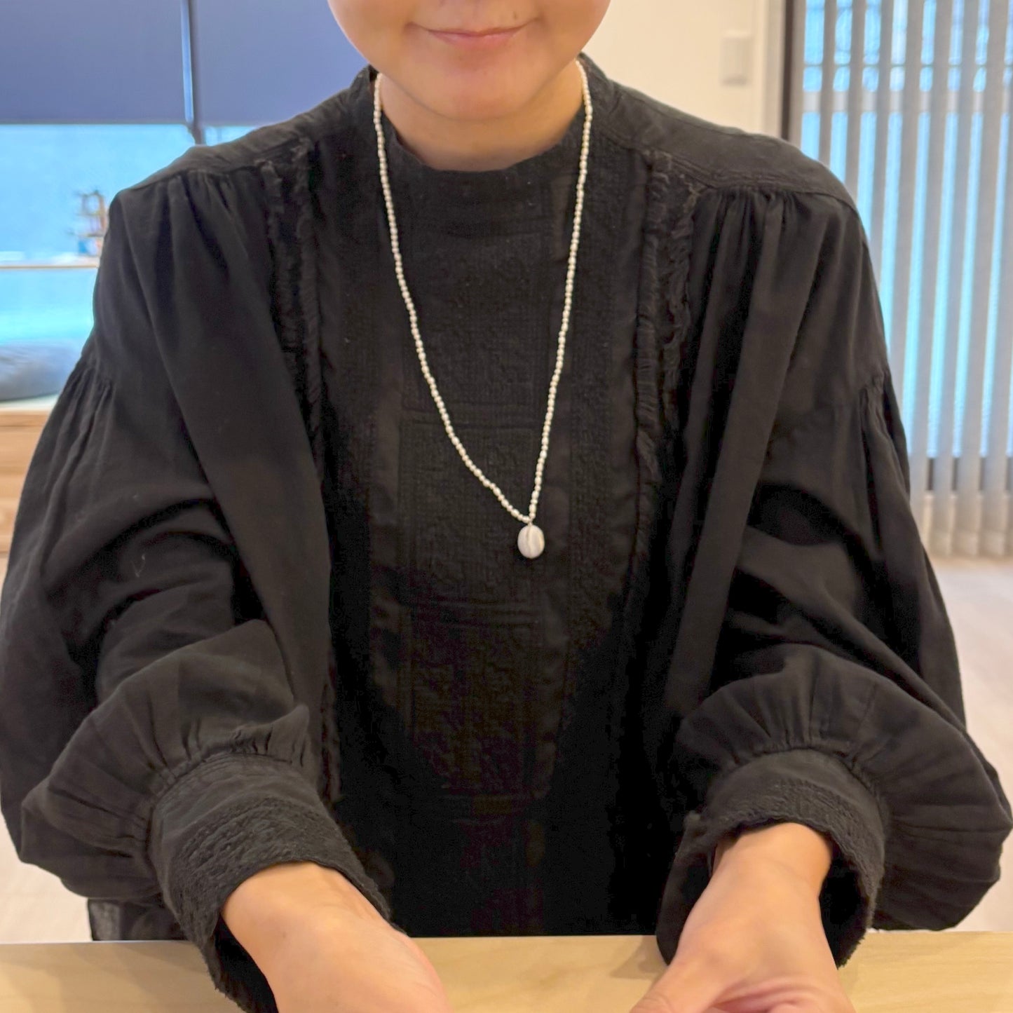 All-Knot Pearl Pendant Necklace-bluelace オールノット パールペンダントネックレス-ブルーレース