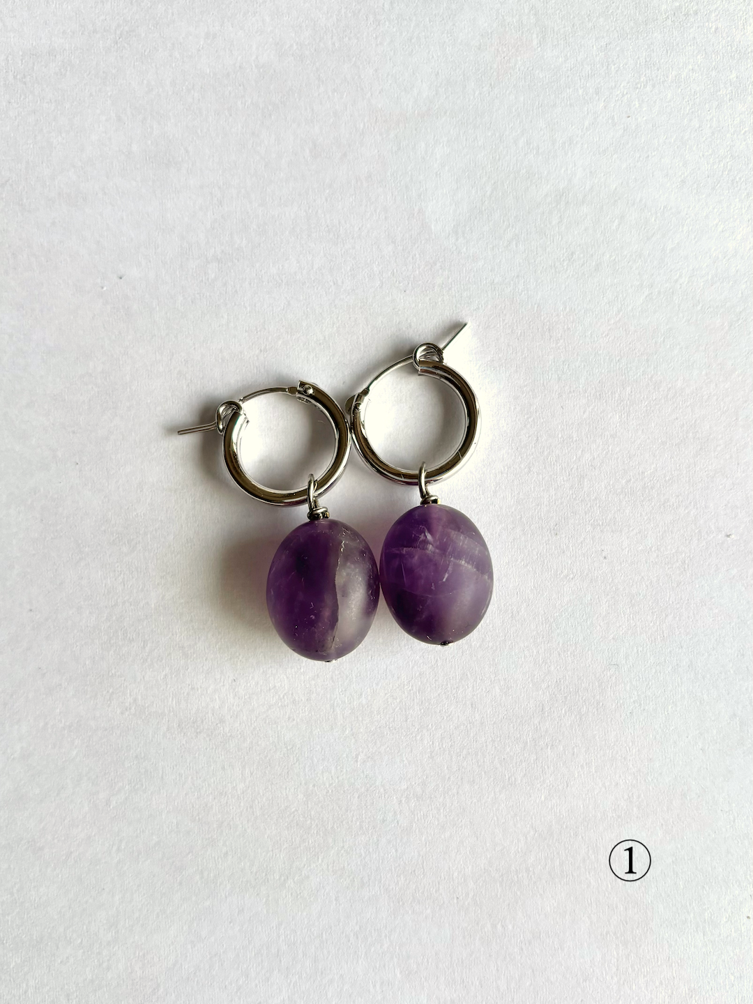amethyst agate hoop earrings アメジストピアス