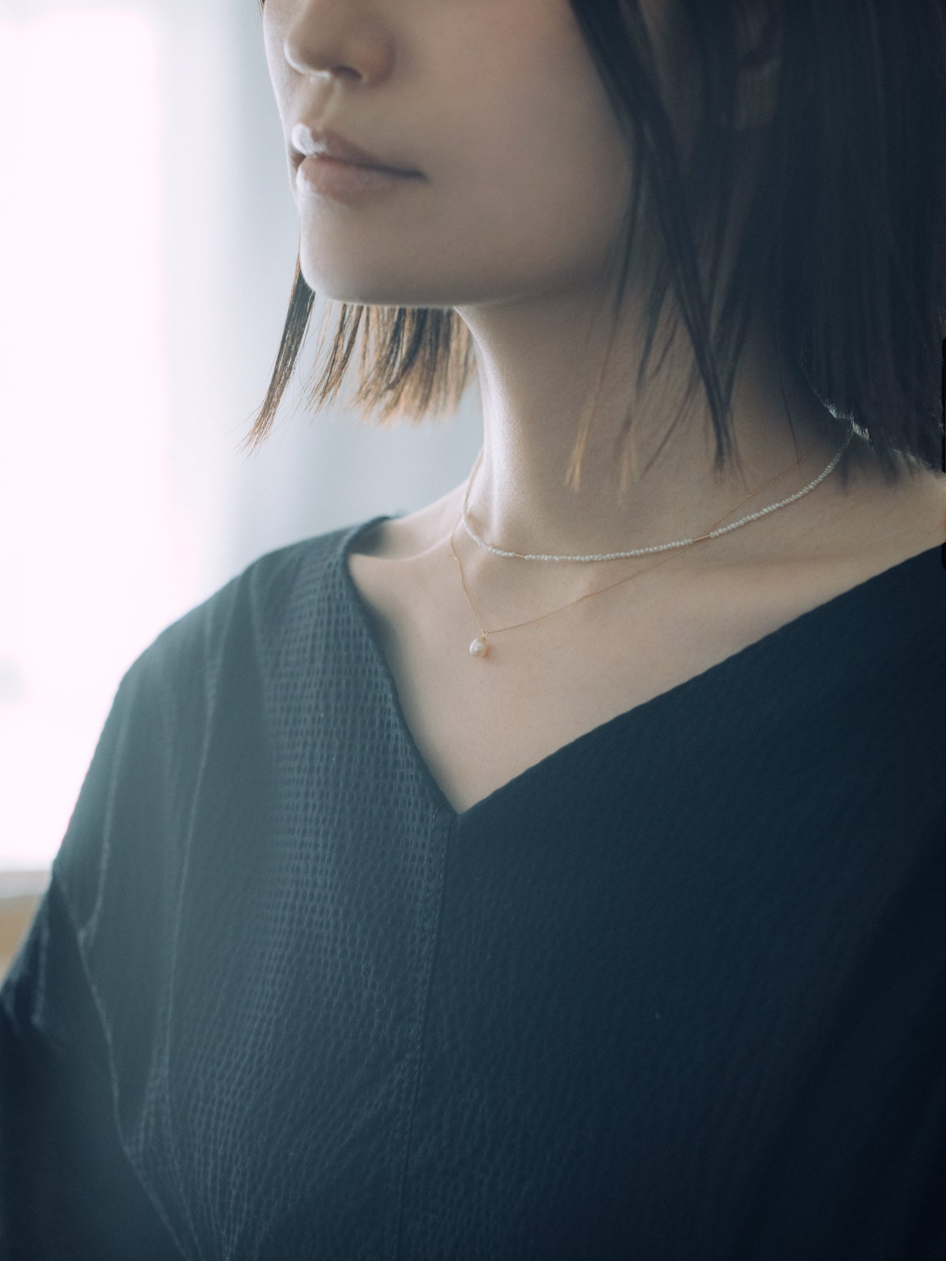 one pearl 18k chain necklace 一粒パール18Kgoldチェーンネックレス