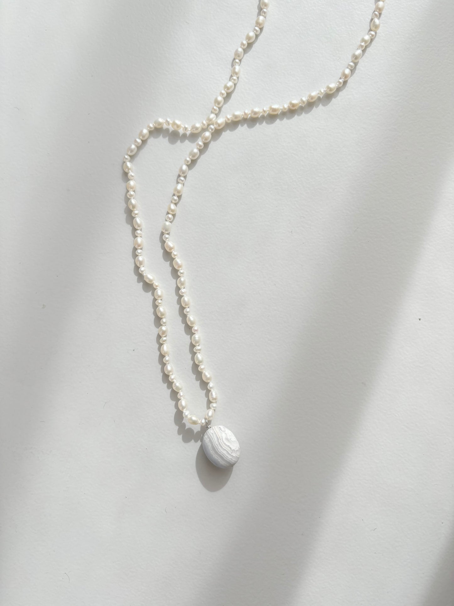 All-Knot Pearl Pendant Necklace-bluelace　オールノット パールペンダントネックレス-ブルーレース