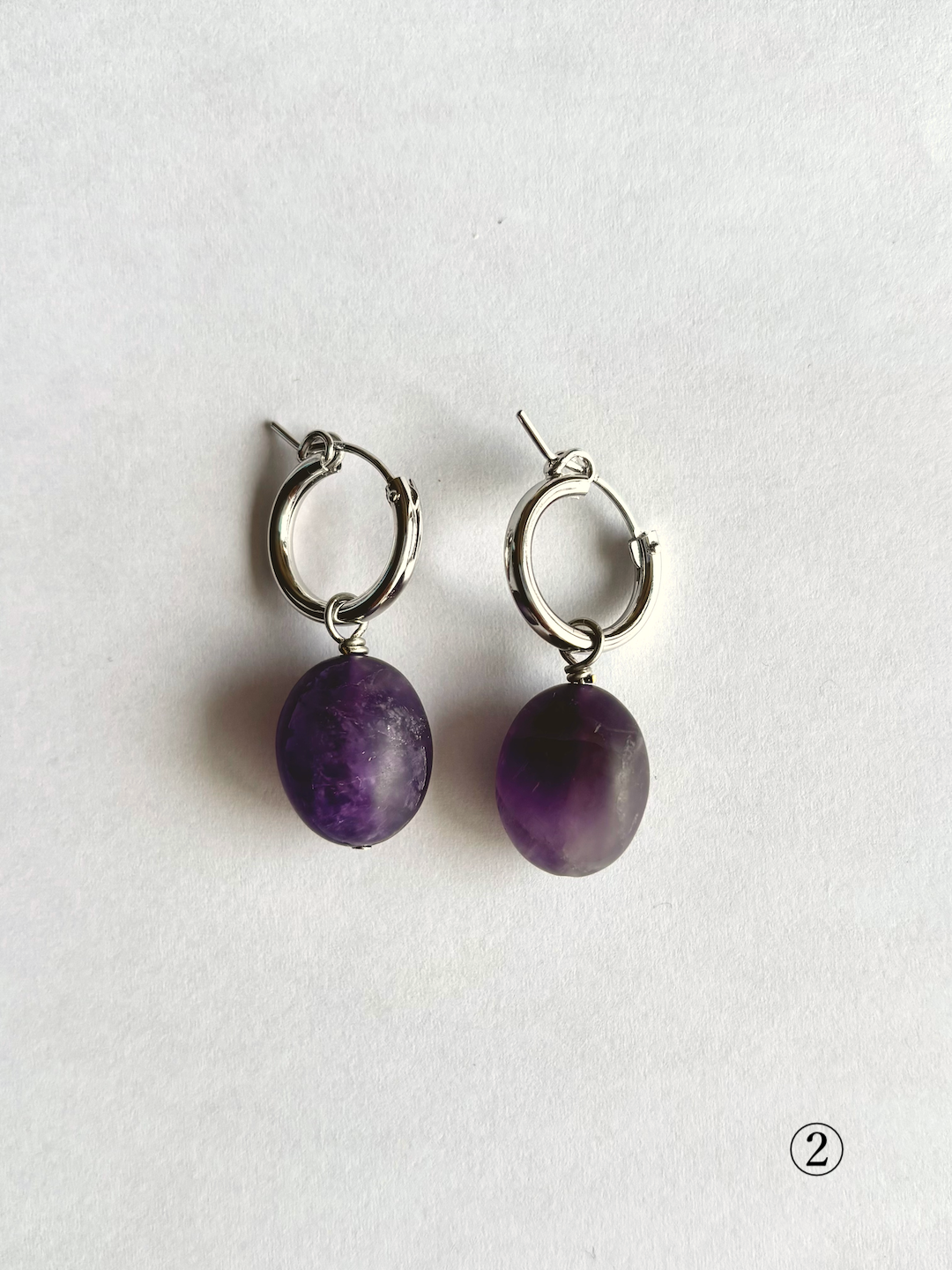 amethyst agate hoop earrings　アメジストピアス