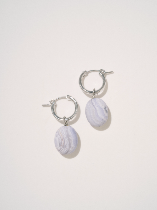 bluerace agate hoop earrings　ブルーレースアゲートピアス